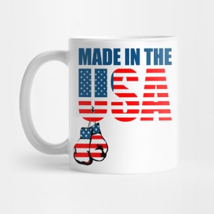 Made in the USA American Flag Design Boxing Gloves Mug